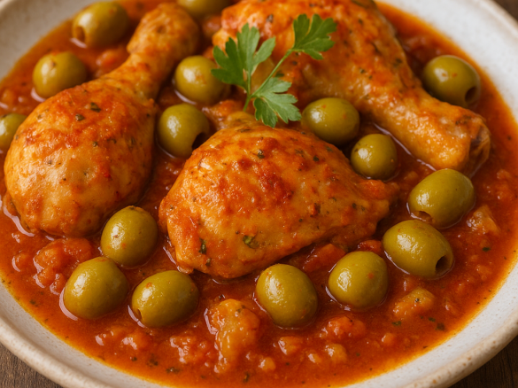 Poulet au olives et citron confit